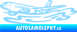 Samolepka Letadlo 026 levá v oblacích světle modrá