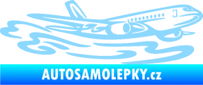 Samolepka Letadlo 026 pravá v oblacích světle modrá