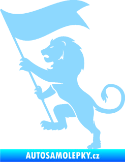 Samolepka Lev heraldika 005 levá s praporem světle modrá