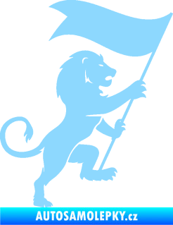 Samolepka Lev heraldika 005 pravá s praporem světle modrá