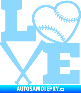 Samolepka Love baseball světle modrá