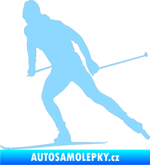 Samolepka Lyžař 006 levá běžky světle modrá