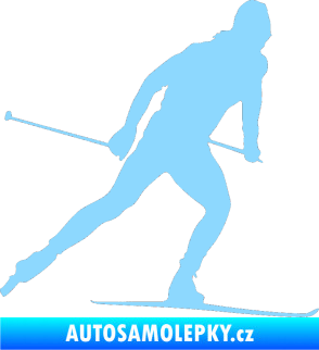 Samolepka Lyžař 006 pravá běžky světle modrá