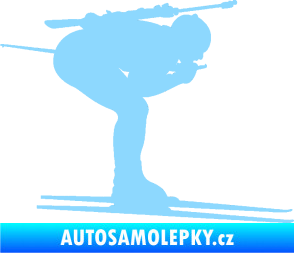 Samolepka Lyžař 028 pravá - biatlon světle modrá