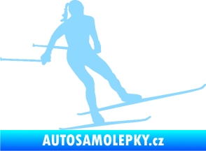 Samolepka Lyžařka 001 pravá běh na lyžích světle modrá
