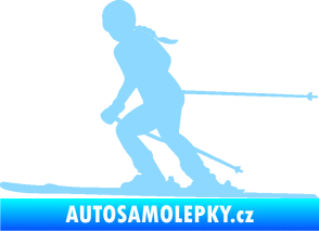 Samolepka Lyžařka 002 levá sjezd světle modrá