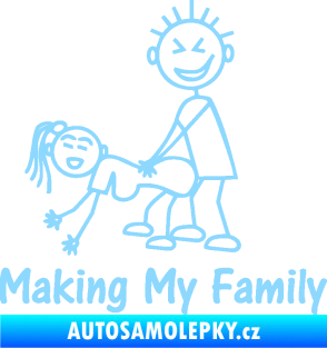 Samolepka Making my family levá světle modrá
