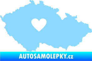 Samolepka Mapa České republiky 002 srdce světle modrá