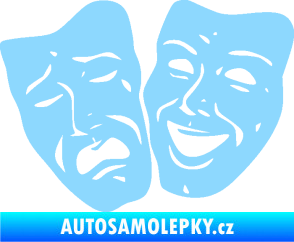 Samolepka Masky tváře 001 levá veselý a smutný světle modrá