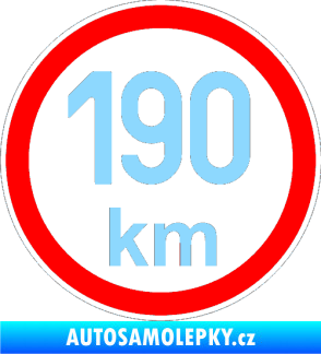 Samolepka Maximální rychlost 190km - nejvyšší konstrukční rychlost světle modrá