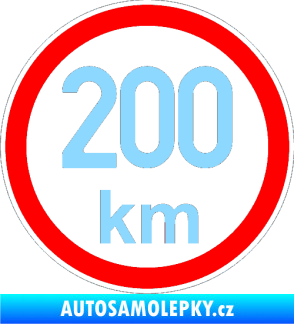 Samolepka Maximální rychlost 200km - nejvyšší konstrukční rychlost světle modrá