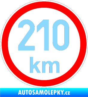 Samolepka Maximální rychlost 210km - nejvyšší konstrukční rychlost světle modrá