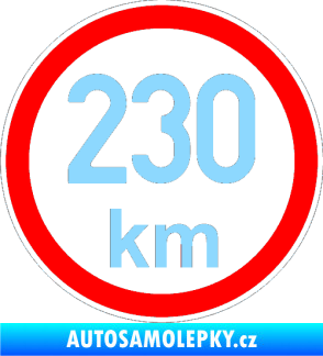 Samolepka Maximální rychlost 230km - nejvyšší konstrukční rychlost světle modrá