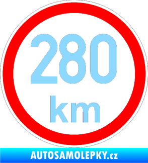Samolepka Maximální rychlost 280km - nejvyšší konstrukční rychlost světle modrá