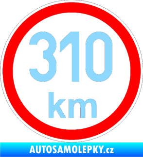 Samolepka Maximální rychlost 310km - nejvyšší konstrukční rychlost světle modrá