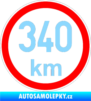 Samolepka Maximální rychlost 340km - nejvyšší konstrukční rychlost světle modrá