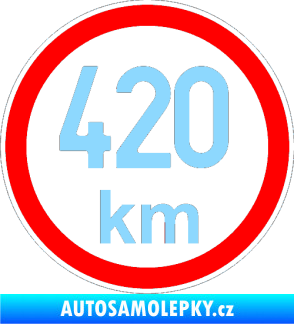 Samolepka Maximální rychlost 420km - nejvyšší konstrukční rychlost světle modrá