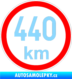 Samolepka Maximální rychlost 440km - nejvyšší konstrukční rychlost světle modrá