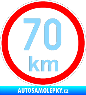 Samolepka Maximální rychlost 70km - nejvyšší konstrukční rychlost světle modrá