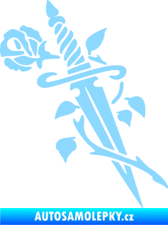 Samolepka Meč s růží pravá světle modrá