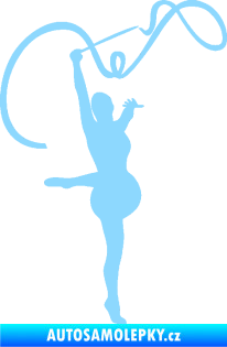 Samolepka Moderní gymnastika 003 pravá gymnastka se stuhou světle modrá