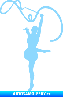 Samolepka Moderní gymnastika 003 levá gymnastka se stuhou světle modrá