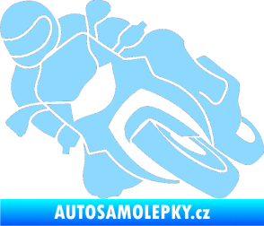 Samolepka Motorka 001 levá silniční motorky světle modrá