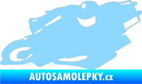Samolepka Motorka 007 levá silniční motorky světle modrá