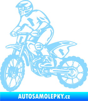 Samolepka Motorka 043 levá motokros světle modrá