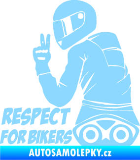 Samolepka Motorkář 003 levá respect for bikers nápis světle modrá