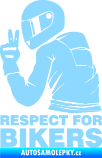 Samolepka Motorkář 004 respect for bikers nápis světle modrá