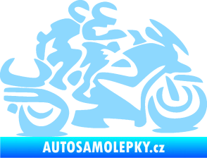 Samolepka Motorkář 009 pravá se spolujezdcem světle modrá