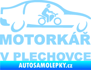 Samolepka Motorkář v plechovce světle modrá