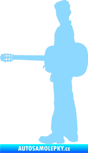 Samolepka Music 003 levá hráč na kytaru světle modrá