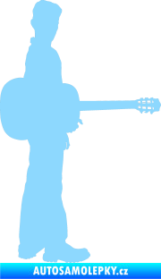 Samolepka Music 003 pravá hráč na kytaru světle modrá