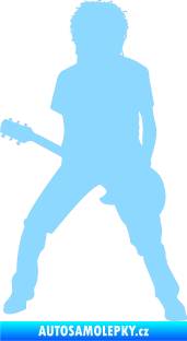 Samolepka Music 010 levá rocker s kytarou světle modrá