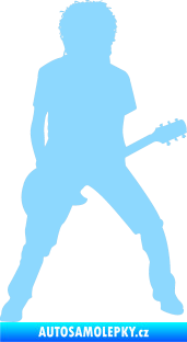 Samolepka Music 010 pravá rocker s kytarou světle modrá