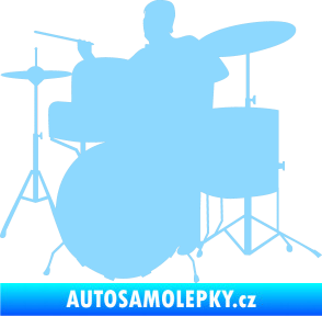 Samolepka Music 011 levá hráč na bicí světle modrá