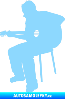 Samolepka Music 012 levá  kytarista světle modrá