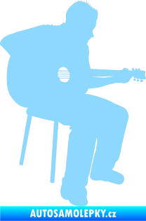 Samolepka Music 012 pravá  kytarista světle modrá