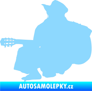 Samolepka Music 014 levá hráč na kytaru světle modrá