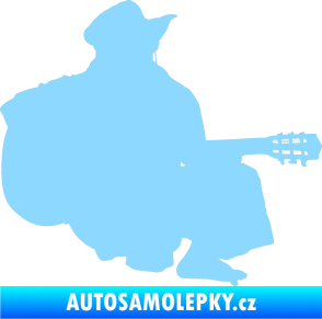 Samolepka Music 014 pravá hráč na kytaru světle modrá