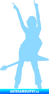 Samolepka Music 016 levá rockerka s kytarou světle modrá