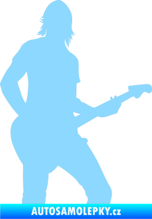 Samolepka Music 019 pravá hráč na kytaru světle modrá