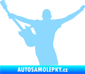 Samolepka Music 024 levá kytarista rocker světle modrá