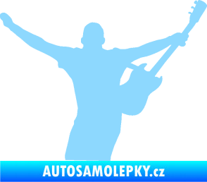 Samolepka Music 024 pravá kytarista rocker světle modrá