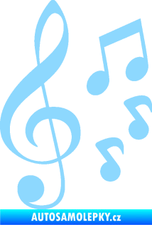 Samolepka Music noty a houslový klíč 002 světle modrá