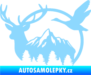 Samolepka Myslivost 002 levá lesní zvěř světle modrá