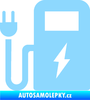 Samolepka Nabíjecí stanice 001 levá elektromobil charge světle modrá