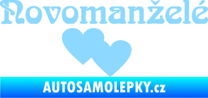 Samolepka Novomanželé 001 nápis se srdíčky světle modrá